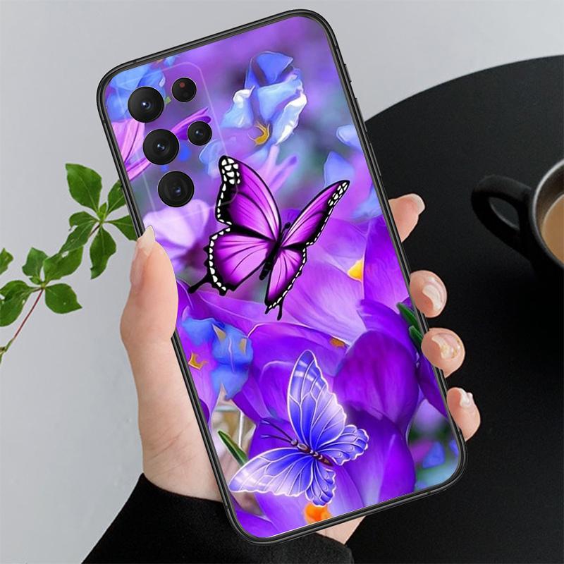 Фиолетовый чехол с цветами для Samsung A35 A55 A54 A15 A25 A05s A05 A22 A24 A52 A33 A34 M34 M14 M54 M23