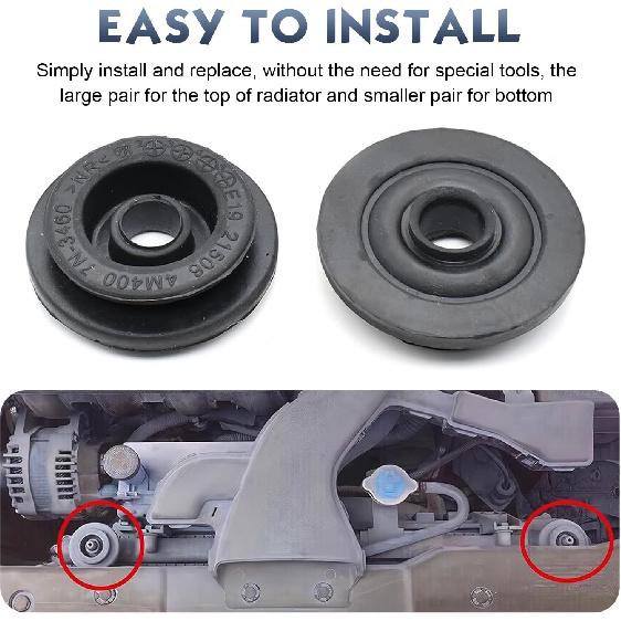 Pack-4 Car Radiator Mount Bushing, Durable Rubber Shock #21506-4M400 & #21507-4M400 Compatible with Nisan Altima Cube NV200 Sentra Versa Pathfinder