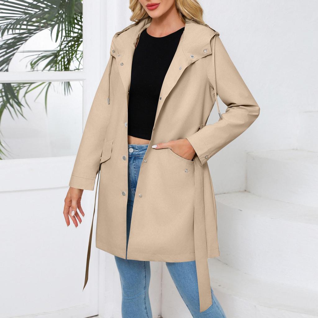 Женская модная однотонная куртка с длинным рукавом на молнии с капюшоном