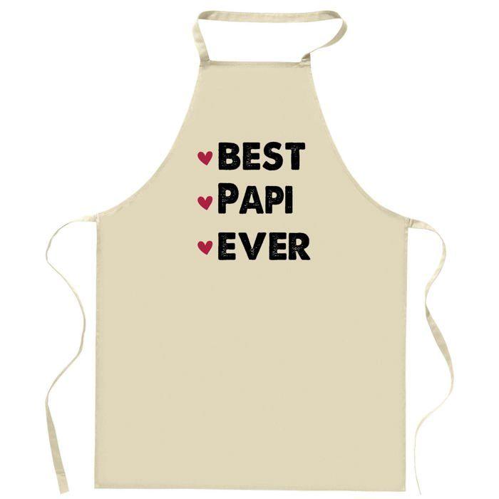 Tablier de cuisine - PAPI Best Ever - Coton résistant - Impression bretonne made in France - Liens ajustables