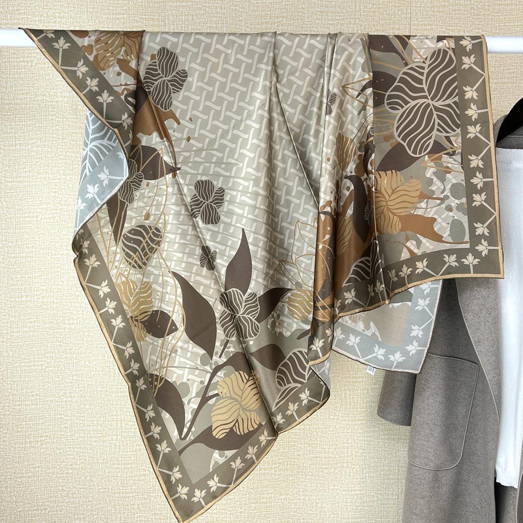 Шелковый платок Женский шелковый квадратный платок 110 Шелковая шаль из тутового шелка С высоким сувенирным шелковым платком