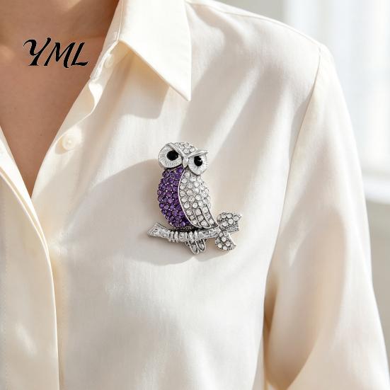 Аксессуары Bling Bird Брошь-булавка Сова со стразами, Лацканный пин из сплава для костюмов Женские украшения Пальто Сумки, Декоративный аксессуар Животное Мужские пины