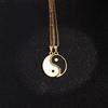 Tai Chi Vintage Yin Yang Mystical Women Gold Pendant Clavicle Chain Necklaces Jewelry