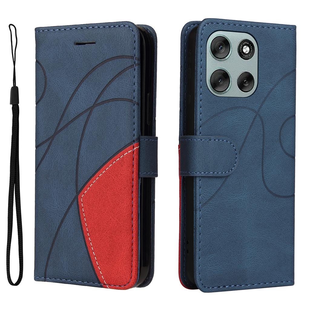 For Motorola Moto G56 5G Leather Phone Case Stand Wallet with Bi-colour Splicing Design