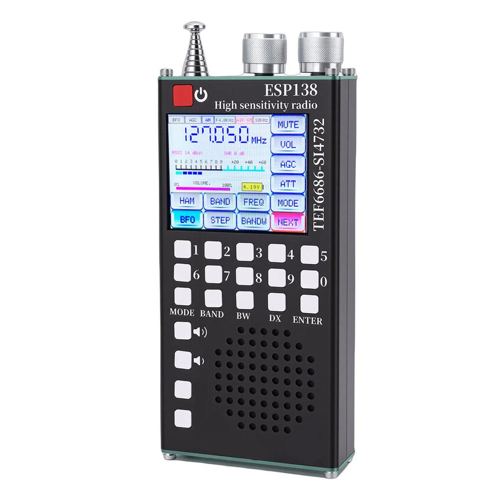 Радиоприемник полного диапазона FM LW MW SW Air SSB, двойная система, 2,4-дюймовый IPS-сенсорный экран, портативное радио Bluetooth