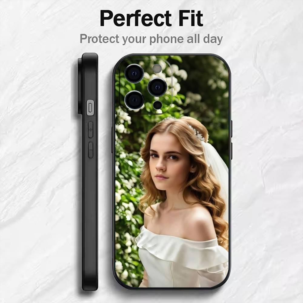 Чехол для телефона 'Красотка Эмма Уотсон' для iPhone 17, 16, 15, 14, 13, 12 Plus, Max, Мягкий Силиконовый Черный Чехол
