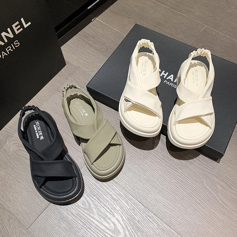 Fashion Sandals Women Platform Sandals Summer Women Fashion PU Lightweight Buckle Platform Heel Sandalias Mujer