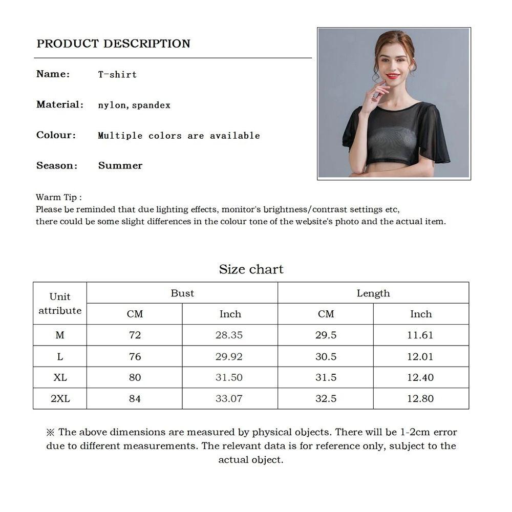 Black White Mesh T Shirt Short Woman Clothing Short Outer Wear Crop Tops Women
