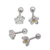 Pair of Cute Flower & Bear Paw Children's Stud Earrings, 1.2*6mm, Stainless Steel Tragus Piercing