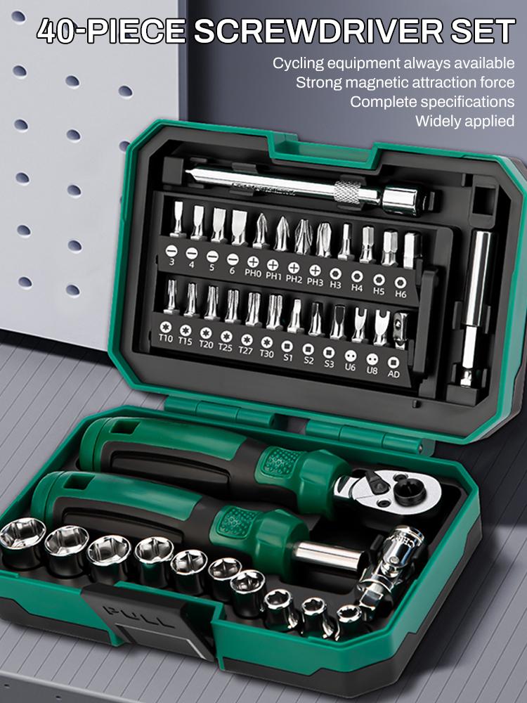 Наборы отверток и трещоточных ключей 40 в 1 с удлинительным стержнем для отвертки 6,3 мм, инструменты для бытового ремонта своими руками, набор магнитных отверток
