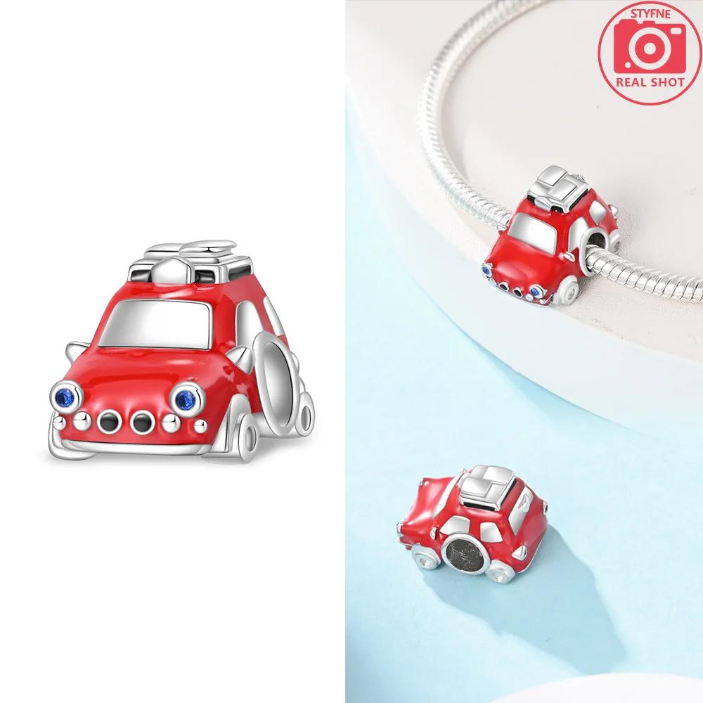 Transportation Copper Pink Rocket Bicycle Blue Ship Car Airplane Beads Charm For Original Bracelet Woman Girl Jewelry