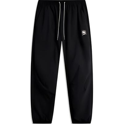 Li Ning Anti-Five Series удобные повседневные спортивные длинные брюки с буквенным принтом мужские низы черного цвета AYKU135-1