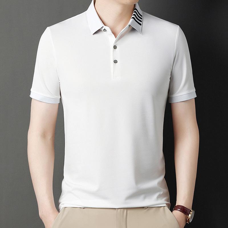Футболка с коротким рукавом Мужская футболка Летняя новинка Деловая тонкая рубашка поло с коротким рукавом Мужская футболка