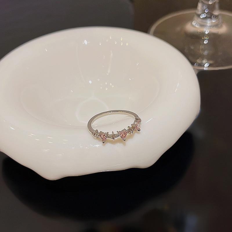 Кольцо в корейском стиле с розовым сердцем из циркония: Элитный дизайн класса люкс для женщин