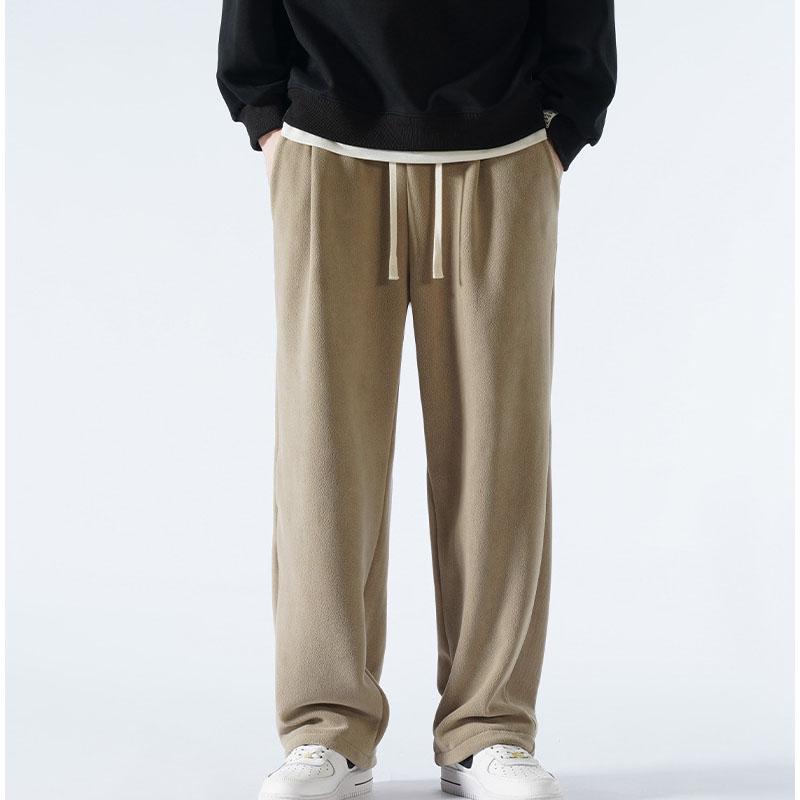 Зимние мужские спортивные штаны корейской моды толстые теплые флисовые широкие прямые свободные спортивные штаны мужские повседневные термобархатные брюки