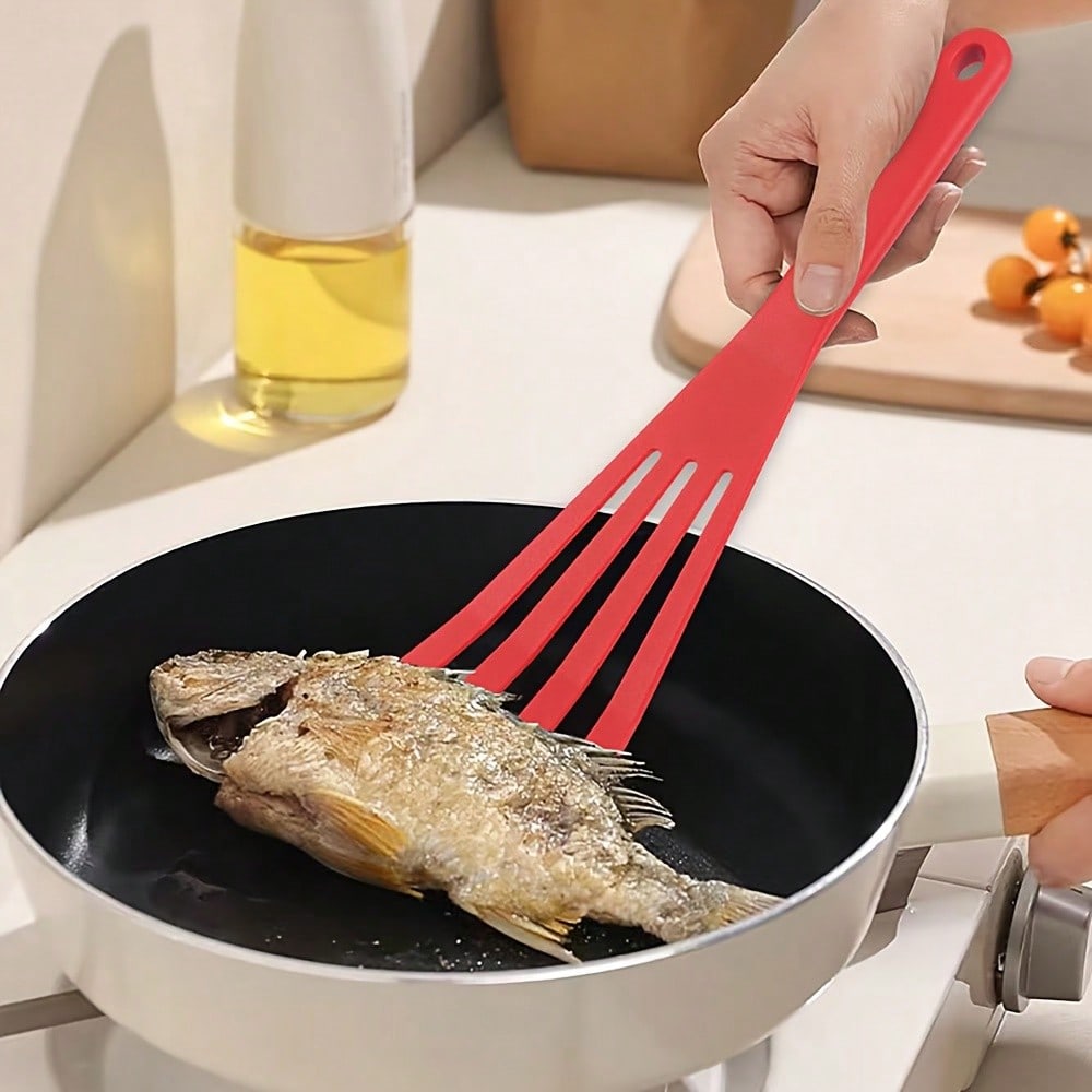 1 шт., силиконовая лопатка для жарки, кухонная утварь, силиконовая наклонная лопатка для предотвращения утечки, лопаточка для жареной рыбы и стейка, антипригарная кастрюля, домашняя