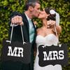 MR & MRS Kraft Paper Board With Ribbon Photo Props Chair Signs Wedding Decor Letter Sign Event Party Decoration Supplies