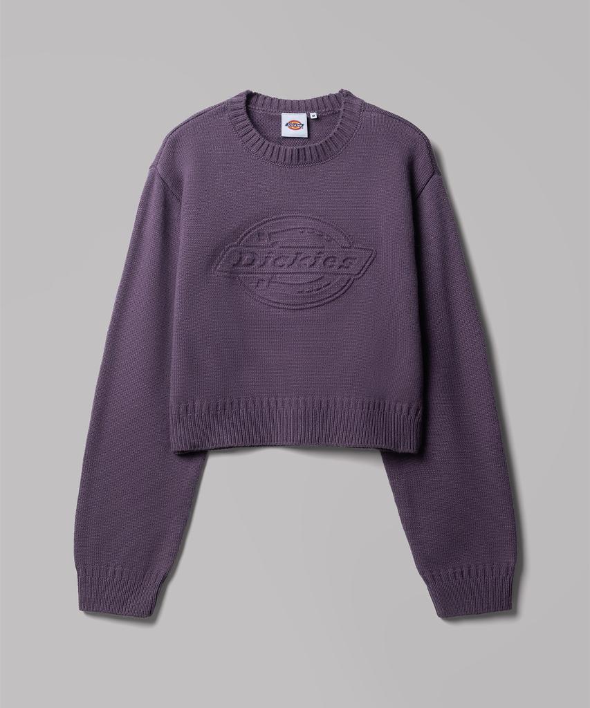 DICKIES Embossed Logo Pullover Crop Knit Purple