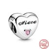 925 Sterling Silver Angel Mom Family Heart Series Shine Beads Fit Original Fashion Charms Bracelets Women DIY Jewelry