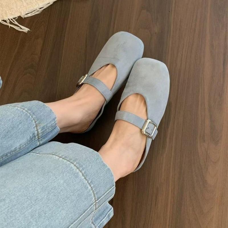 French Retro Baotou Half-slipper Women's Spring and Summer Flat Square Toe Flip-flops Single Shoes