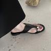 Nangang Holiday~ Sheepskin version retro round flip-flops open-toed flat-bottomed vacation cool slippers women's summer wear