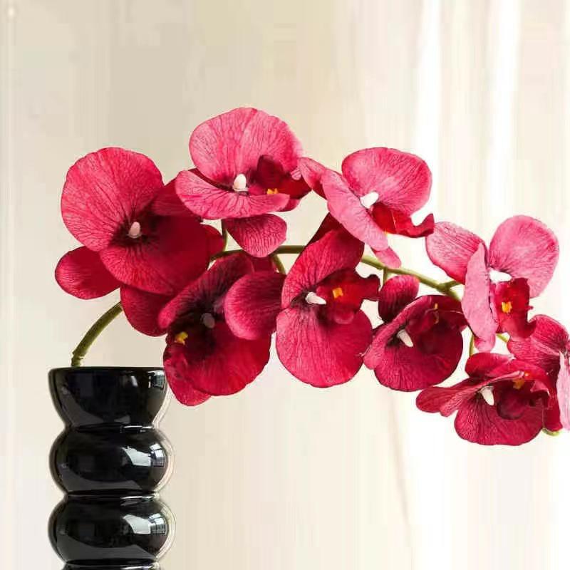 Red Phalaenopsis Orchid Double Happiness Vase for Living Room, Bedroom, or Wedding Decor