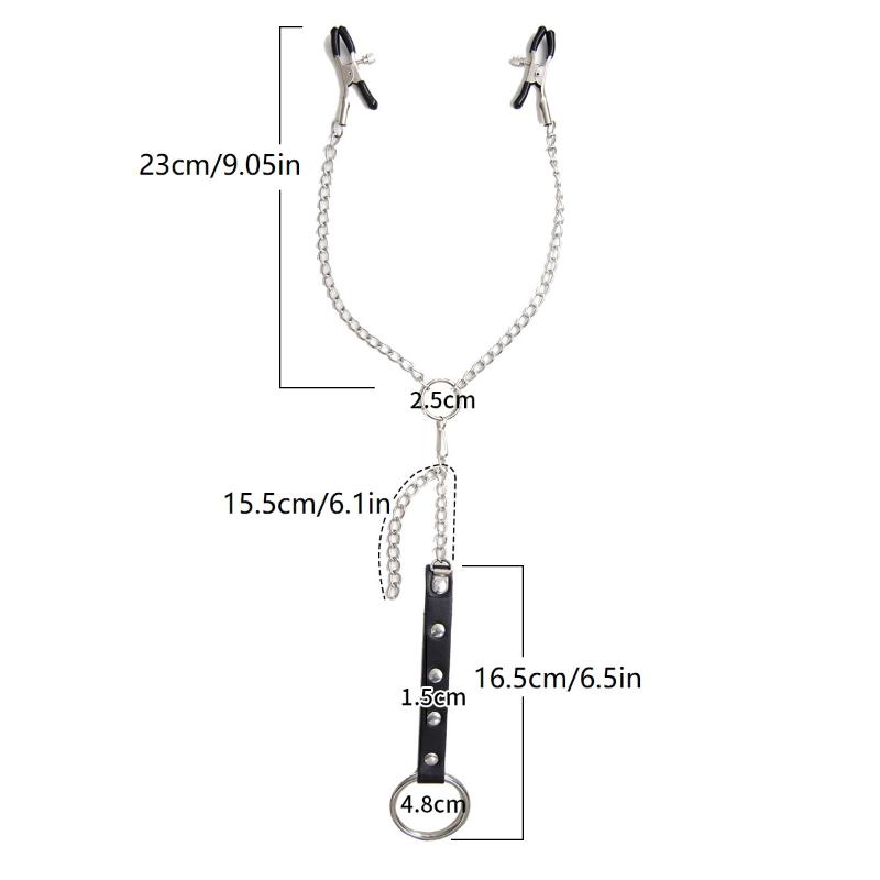 textureMetal Chain Nipple Clamps for Couples Adjustable Breast Clip Bondage Accessories for Sensual Bedroom Foreplay