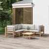 VidaXL Garden Lounge Set 6 Pcs with Light Grey Cushions Bamboo 3155092
