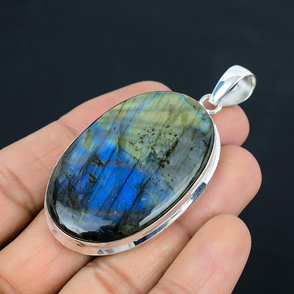 Подвеска из натурального синего огненного лабрадорита, серебро 925 пробы, ювелирные подвески, серебряные подвески ручной работы для подарка, пасхальный подарок