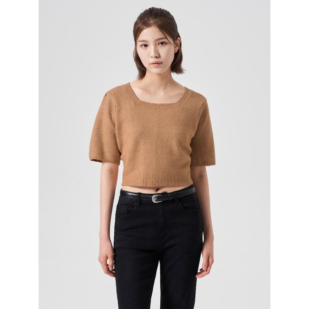 8SECONDS Square Neck Short Sleeve Pullover Beige