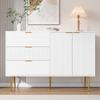 Sideboard, Living Room Cabinet with Doors and Drawers, Interior Shelves, Dresser with Golden Handles and Legs