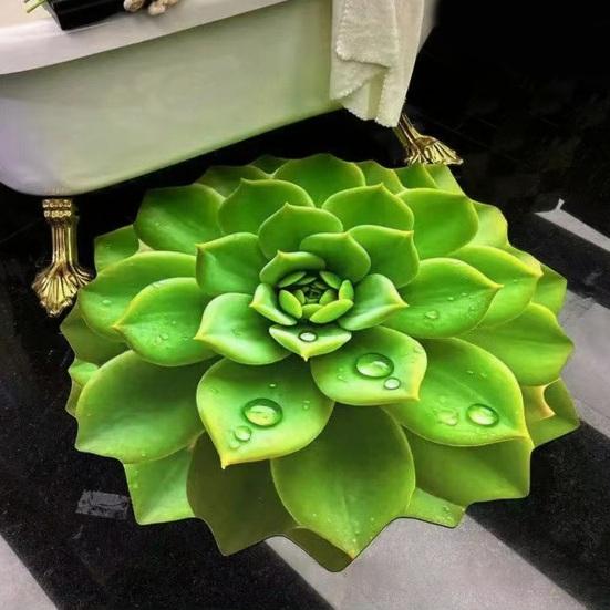 Yousheng 80/100 см 3D коврик с суккулентами, нескользящий, впитывающий, быстросохнущий, плюшевый коврик для пола, декор для гостиной, спальни, ванной комнаты, кухни