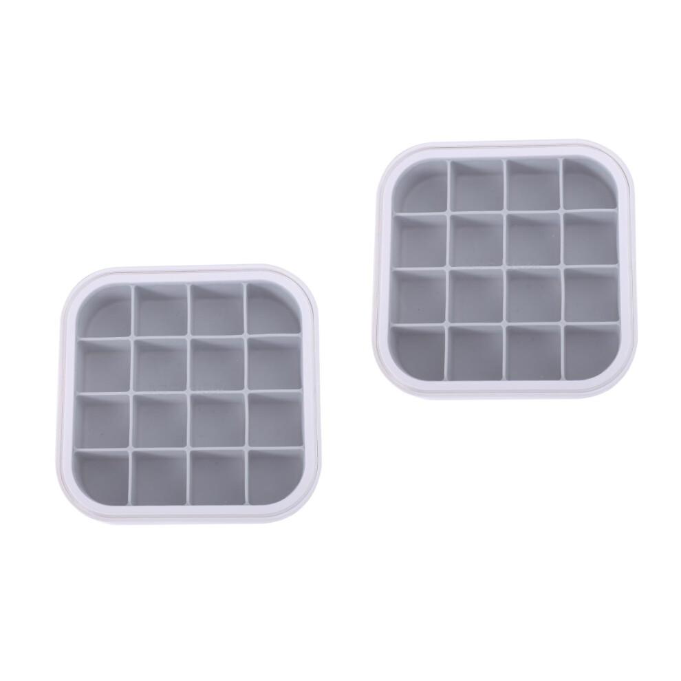 2Pcs 16 Grid Silicone Ice Cube Mold With Lid