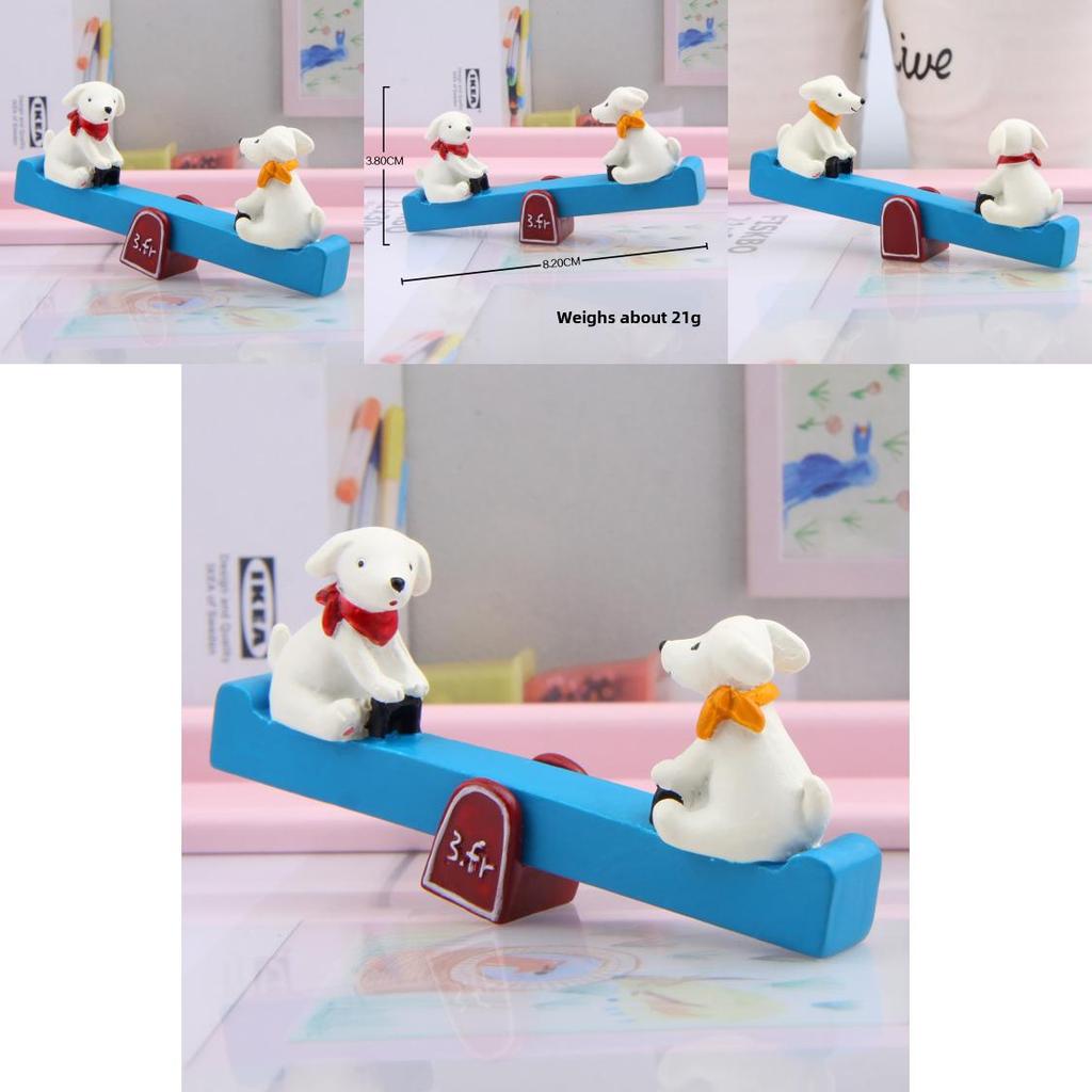 Kawaii Garden Ornament Resin Dog Seesaw Figure With Versatile Planting Decor For Gifts