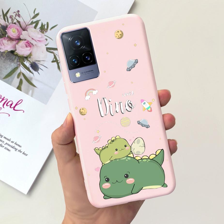 Для Vivo V21 4G Чехол V2066 V2108 Милый Мультяшный Динозавр Чехол Мягкий ТПУ Чехол для Телефона Для Vivo V21e V 21 e V2061 VivoV21 Fundas Coque