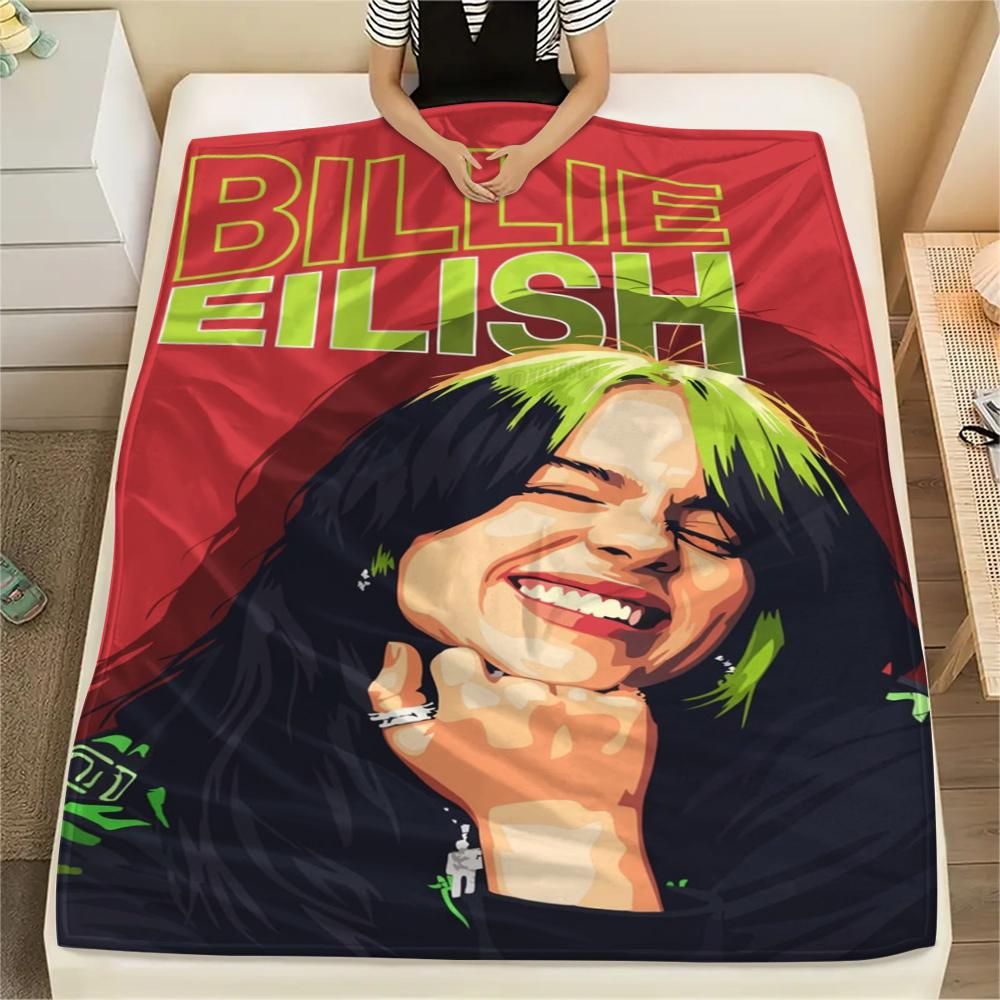 Billie Eilish Print Flannel Blanket, High quality Comfortable for All Seasons, Home Decor, Warmth and Comfort, Perfect for Christmas Gifts