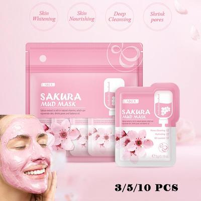 LAIKOU Sakura Mask Грязевая освежающая глубокая очищающая отбеливающая маска для сужения пор Средства по уходу за кожей лица