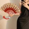 Chinese Style Folding Fan with Tassel Portable Summer Hand Held Fan Dance Performance Photo Props Party Costume Accessories Gift