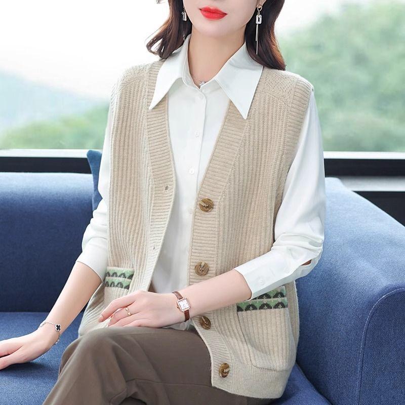 Осенний женский жилет кардиган свитер свободный и модный жилет вязаный топ весна и осень