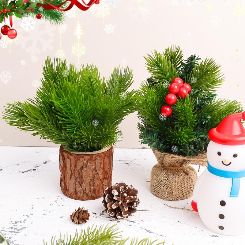 200/10PCS Artificial Pine Needle Short Branches Mini Fake Plant Stems Xmas Tree Decoration Home Ornament DIY Wreath New Year