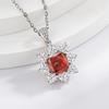 Sterling Silver 925 Fire Color Clear and Elegant Ice Flower Cut Crystal Zircon Sunflower Necklace Fashionable and LuxuriousGood product