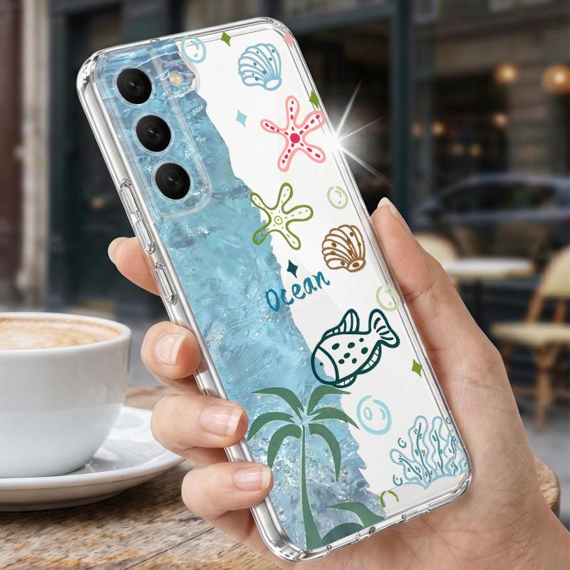 Чехол для телефона "Звездное море Дельфин Приключение" для Samsung S26 S25 Ultra S24 Plus S22 S23 S21 FE A54 A15 A35 A55 A16 A36 A56 A17 A37 A57 5G Прозрачный Мягкий Чехол