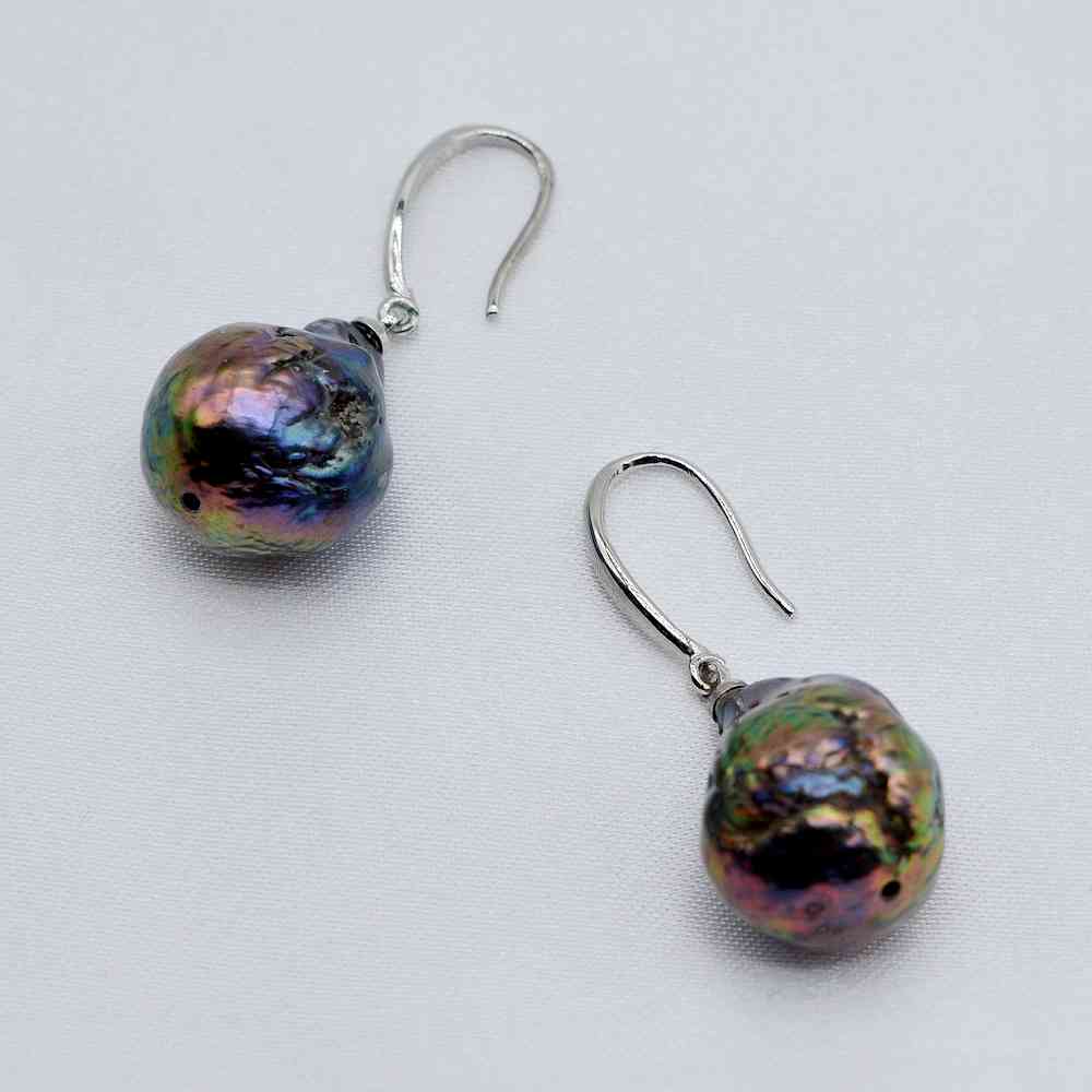 Модные женские серьги, черные большие серьги с жемчугом в стиле барокко, серебряные серьги диаметром 12-13 мм, серьги с жемчугом и каплей воды, подарок матери