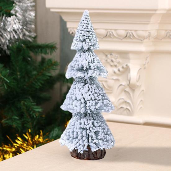 Настольная миниатюрная снежная сосна с деревянной основой, имитация сосновой иглы, мини-орнамент для рождественской елки, реквизит для фотосъемки, зимний праздник для дома