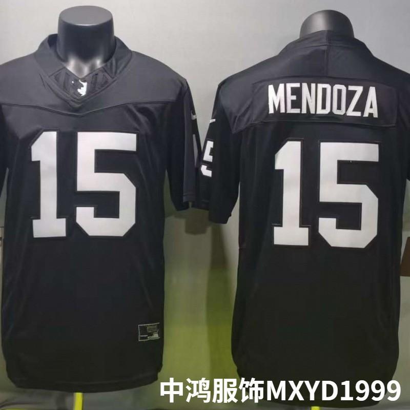 Las Vegas Raiders 15 Mendoza Football Jersey Short Sleeve Black Game Day Tee
