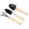 3Pcs Mini Plant Garden Gardening Tools Set with Wooden Handle Rake Shovel