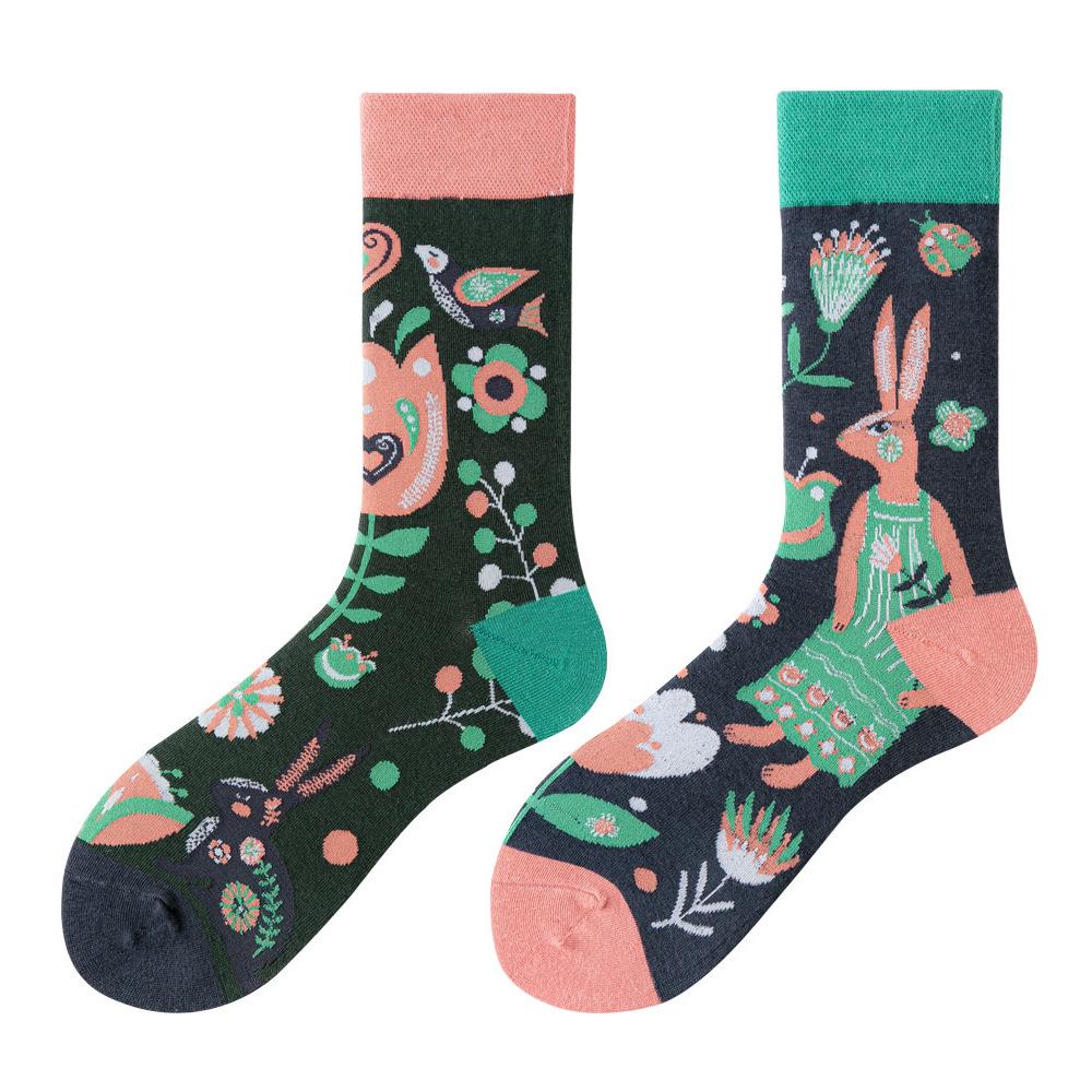 Asymmetric Colorful Christmas Cotton Socks for Couples