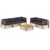 VidaXL Garden Lounge Set 6 Pcs with Dark Grey Cushions, Bamboo