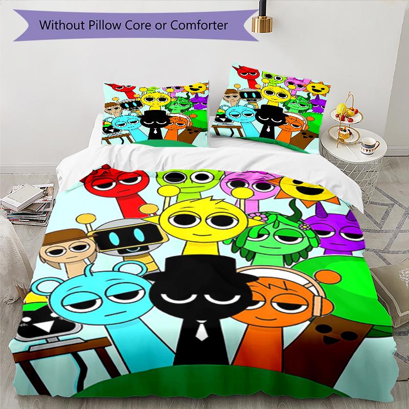 3pcs SPRUNKI1 Design Cover Set - HD Printed Bedding with 1 Cover and 2 Pillowcases - Perfect for Home and Dorm Decor