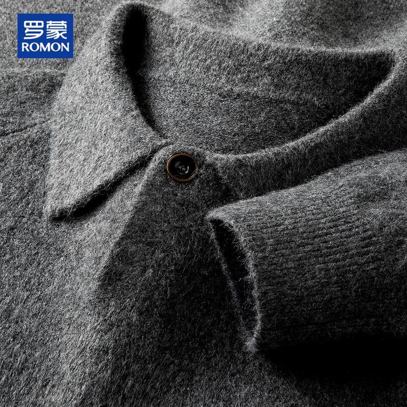 ROMON Men's Autumn and Winter Warm Lapel Knit Sweater